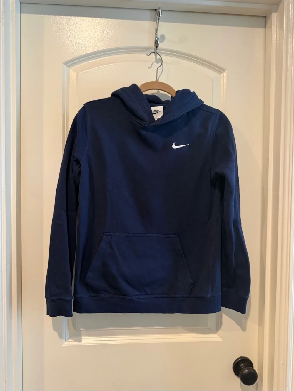 Nike Kids Navy Blue Hoodie with White Swoosh